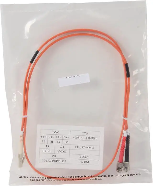 Alt view image 3 of 3 - Link Depot FOM5-LCST-1 3.28 ft. (1m) Multimode 62.5/125 Duplex Fiber Patch Cable LC - ST