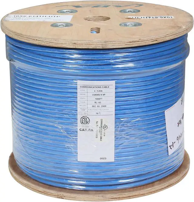 Alt view image 3 of 3 - Link Depot C6AU-SOL-BUB 1000ft Cat6a 650 MHz 10G UTP Solid Bulk Ethernet Bare Copper Cable, Riser Rated (CMR), Blue