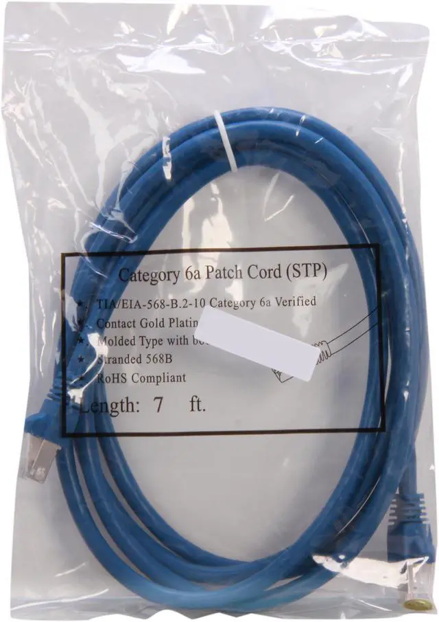 Alt view image 3 of 3 - Link Depot CA6S-7-BUB 7 ft. Cat 6A Blue Shielded STP Style Molded Network Ethernet Cables