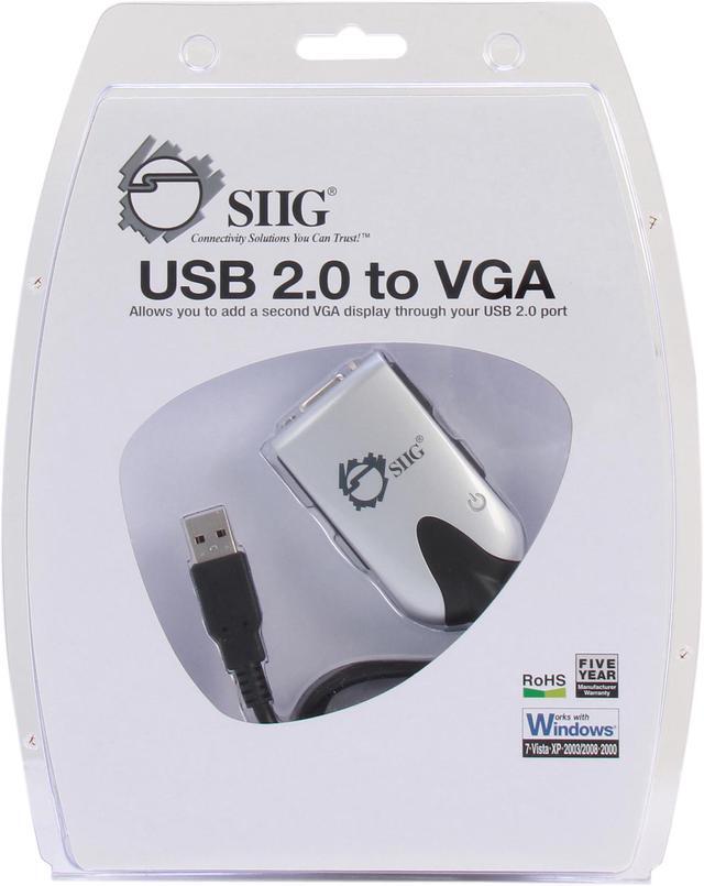 Alt view image 4 of 4 - SIIG USB2.0 to VGA External Adapter JU-000071-S1
Resolution up to 1680x1050