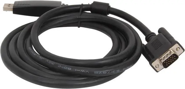 Alt view image 2 of 3 - SIIG CB-DP0111-S1 6.6 ft. Black Latching 20-Pin DisplayPort (male) to 15-pin VGA (male) DisplayPort (M) to VGA (M) Converter Cable Male to Male