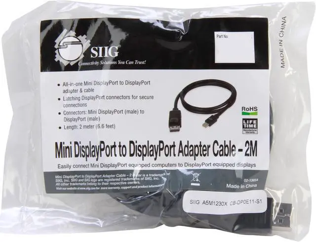 Alt view image 3 of 3 - SIIG Model CB-DP0E11-S1 Mini DisplayPort to DisplayPort Adapter Cable