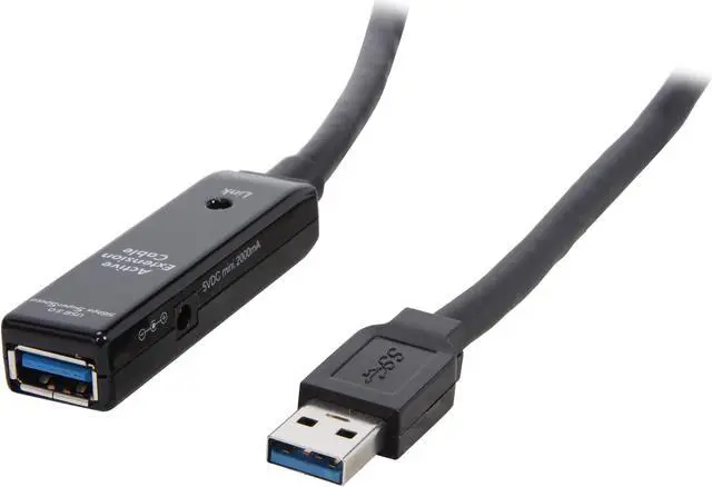 Main image of SIIG JU-CB0711-S1 Black USB 3.0 Active Repeater Cable w/ Power adapter