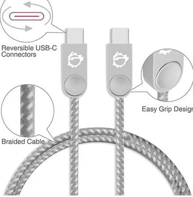 Alt view image 3 of 5 - SIIG Zinc Alloy USB-C to USB-C Charging & Sync Braided Cable - 3.3ft, 2-Pack