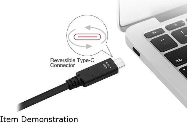 Alt view image 5 of 7 - SIIG USB 3.1 Type-C Gen 1 Cable 60W - 1M