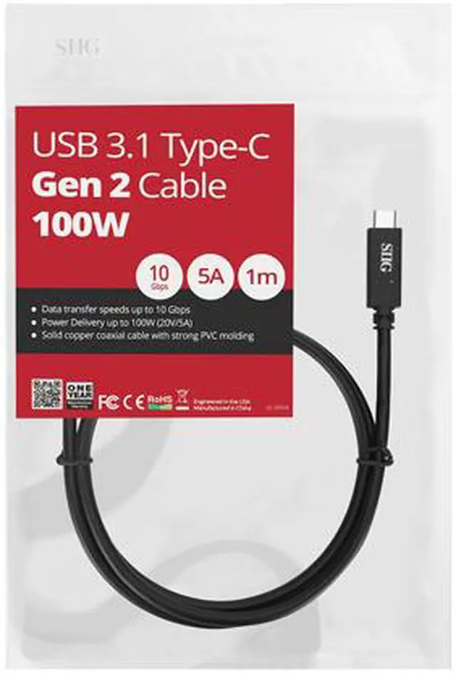 Alt view image 7 of 7 - SIIG USB 3.1 Type-C Gen 2 Cable 100W - 1M (CB-TC0F11-S1)