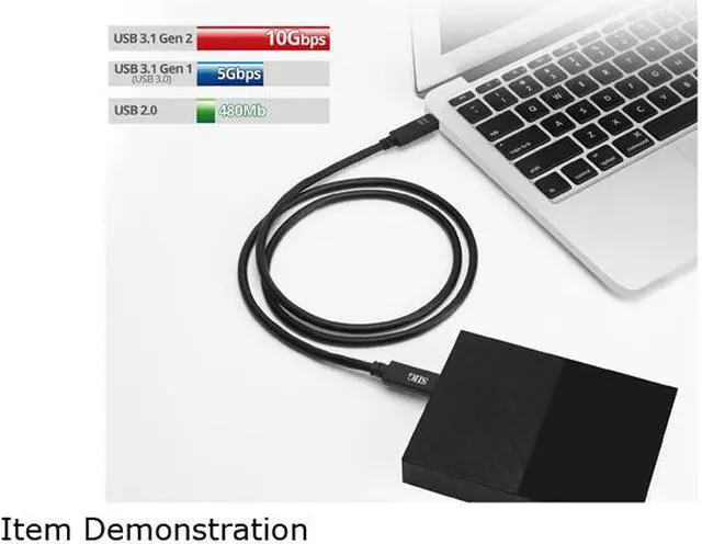 Alt view image 2 of 7 - SIIG USB 3.1 Type-C Gen 2 Cable 100W - 1M (CB-TC0F11-S1)