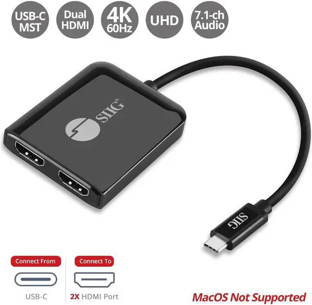 Main image of SIIG 1x2 USB-C to HDMI 4K60 MST Hub Splitter CE-DP0T11-S1