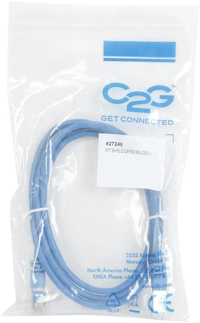 Alt view image 3 of 3 - C2G 27246 Cat5e Cable - Snagless Shielded Ethernet Network Patch Cable, Blue (5 Feet, 1.52 Meters)