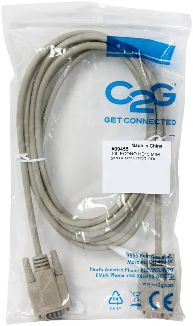 Alt view image 3 of 3 - C2G 09455 VGA Cable - Economy Series VGA (SVGA) M/M Monitor Cable, Beige (10 Feet, 3.04 Meters)