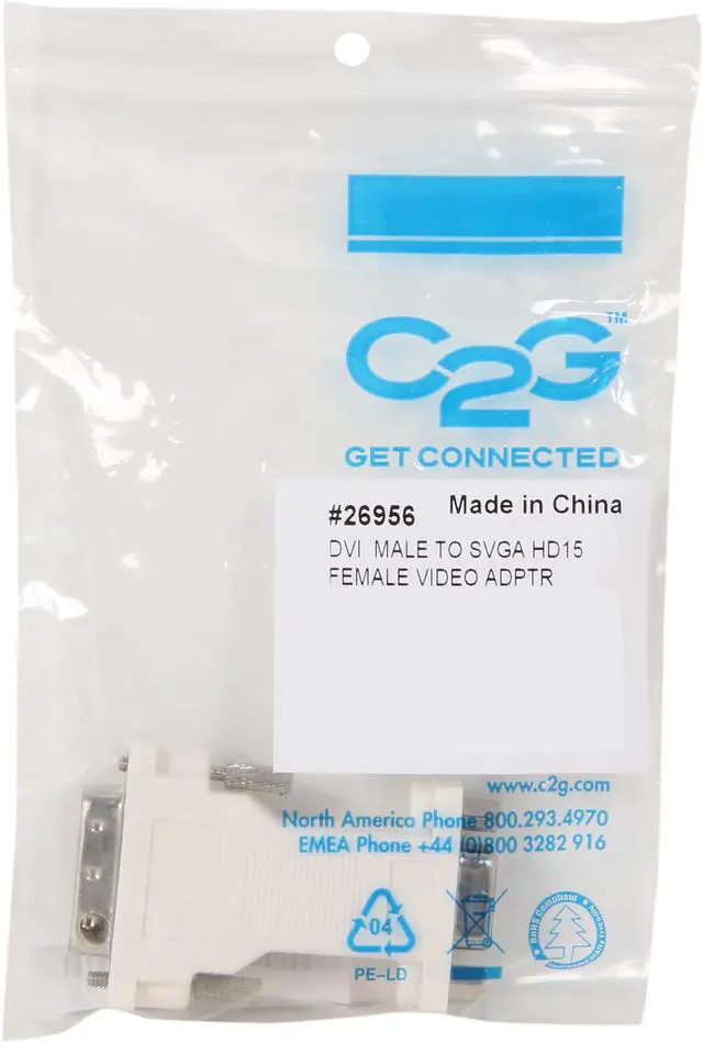 Alt view image 4 of 4 - C2G 26956 DVI Male to VGA (HD15) Female Video Adapter