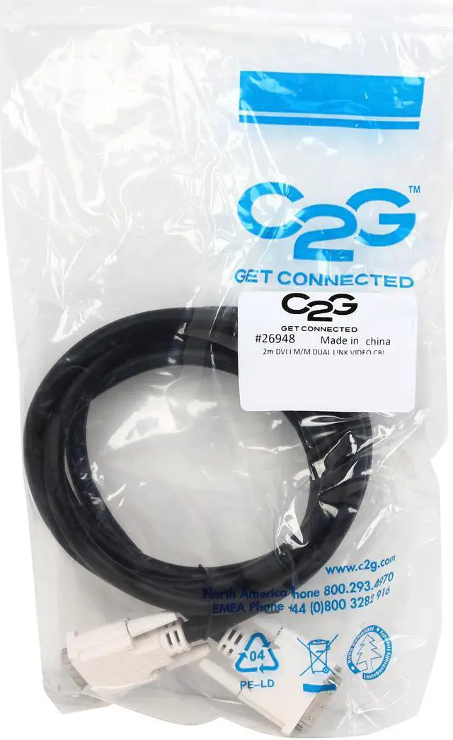 Alt view image 3 of 3 - C2G 26948 DVI-I M/M Dual Link Digital/Analog Video Cable, Black (6.6 Feet, 2 Meters)