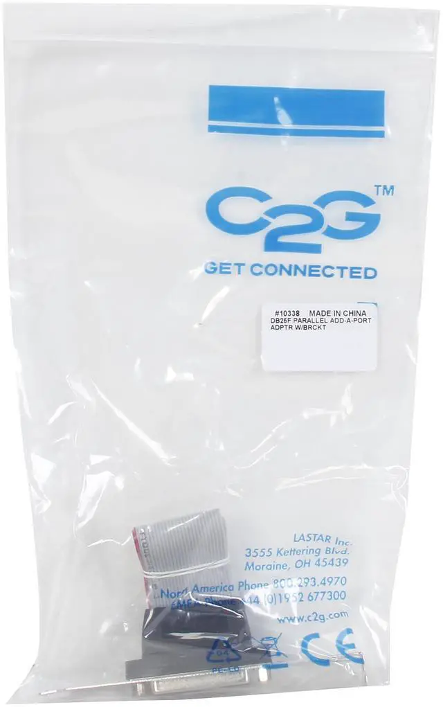 Alt view image 3 of 3 - C2G 10338 DB25 Female Parallel Add-A-Port Adapter Cable with Bracket (11 Inch)