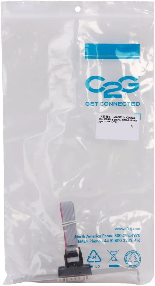Alt view image 3 of 3 - C2G 27550 DB9 Male Serial RS232 Add-A-Port Adapter Cable with Bracket for Intel Motherboards, Gray (16 Inches)