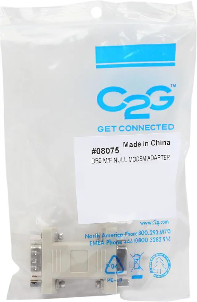 Alt view image 5 of 5 - C2G 08075 DB9 Male to DB9 Female Serial RS232 Null Modem Adapter, Beige