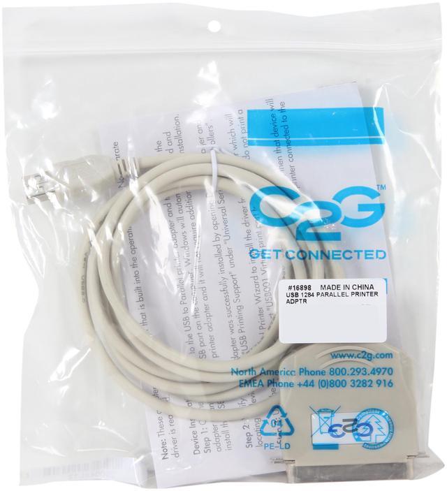 Alt view image 3 of 3 - C2G 16898 USB to Centronics 36 (C36) Parallel Printer Adapter Cable, Beige (6 Feet, 1.82 Meters)