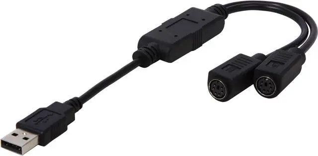 Main image of C2G 32185 1ft USB to PS/2 Keyboard/Mouse Adapter Cable - Black