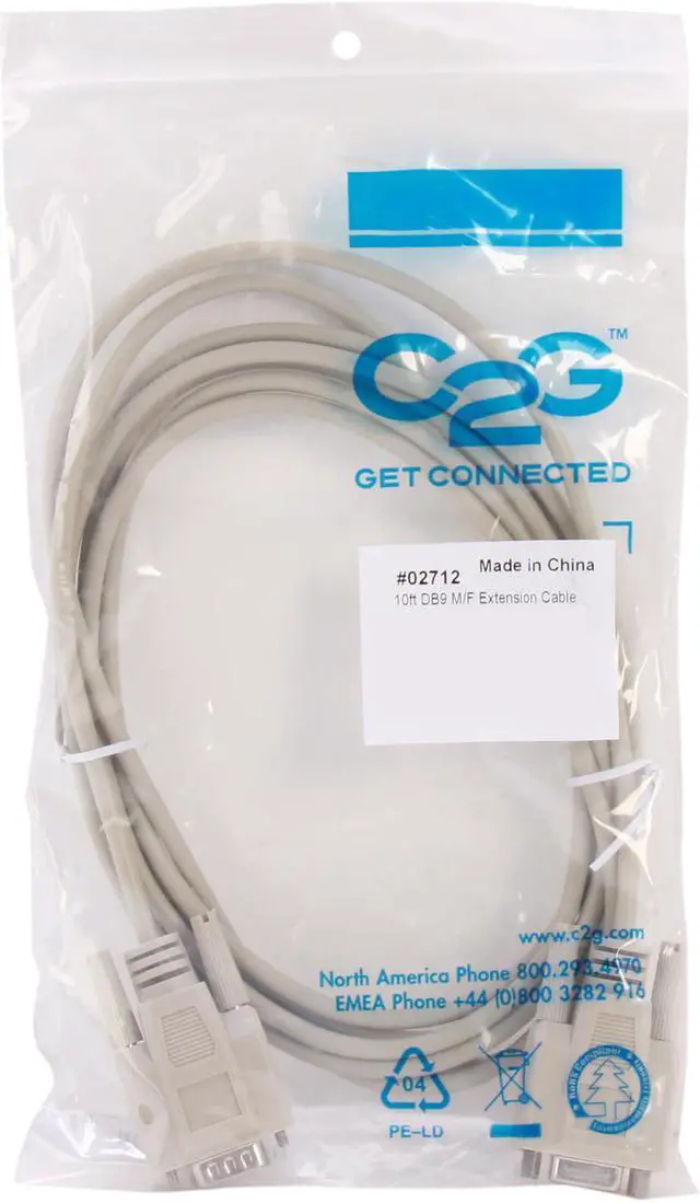 Alt view image 3 of 3 - C2G 02712 DB9 M/F Serial RS232 Extension Cable, Beige (10 Feet, 3.04 Meters)