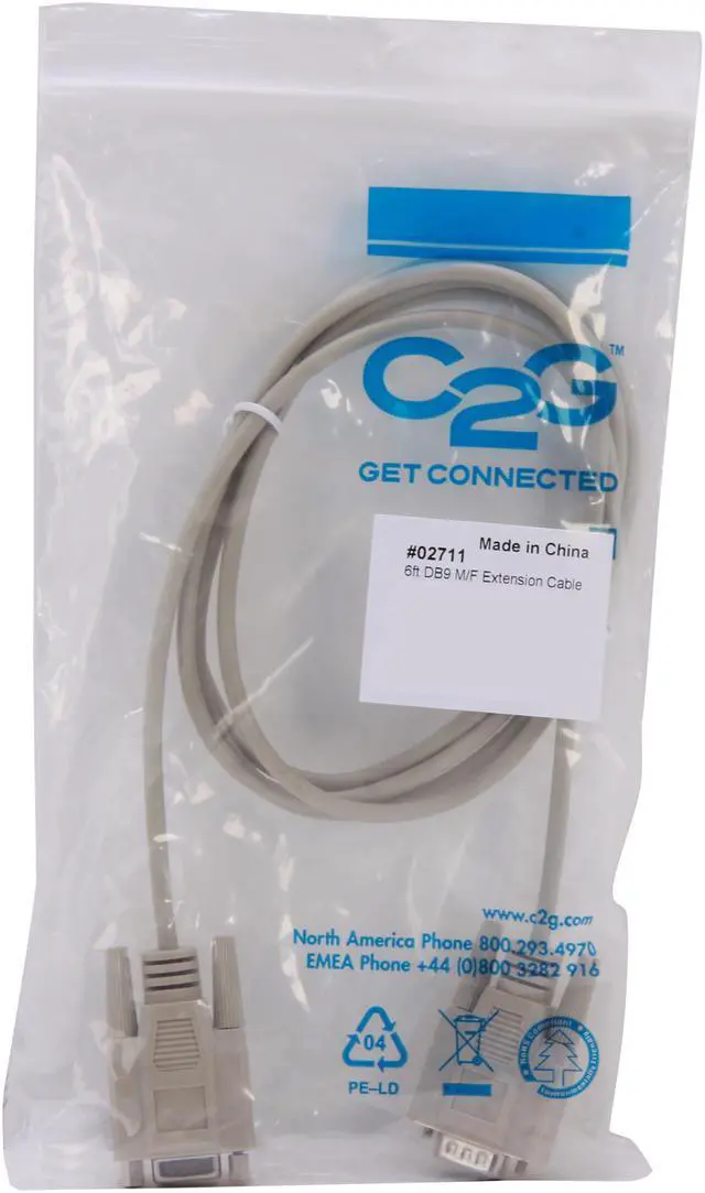 Alt view image 3 of 3 - C2G 02711 DB9 M/F Serial RS232 Extension Cable, Beige (6 Feet, 1.82 Meters)