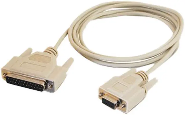 Alt view image 2 of 4 - C2G 03019 DB25 Male to DB9 Female Serial RS232 Null Modem Cable, Beige (6 Feet, 1.82 Meters)