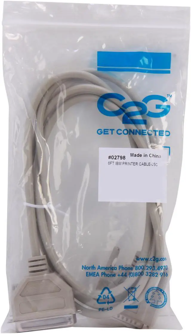 Alt view image 3 of 3 - C2G 02798 DB25 Male to Centronics 36 Male Parallel Printer Cable, Beige (6 Feet, 1.82 Meters)