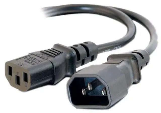 Main image of C2G 03141 18 AWG Computer Power Extension Cord - IEC320C14 to IEC320C13, TAA Compliant, Black (6 Feet, 1.82 Meters)