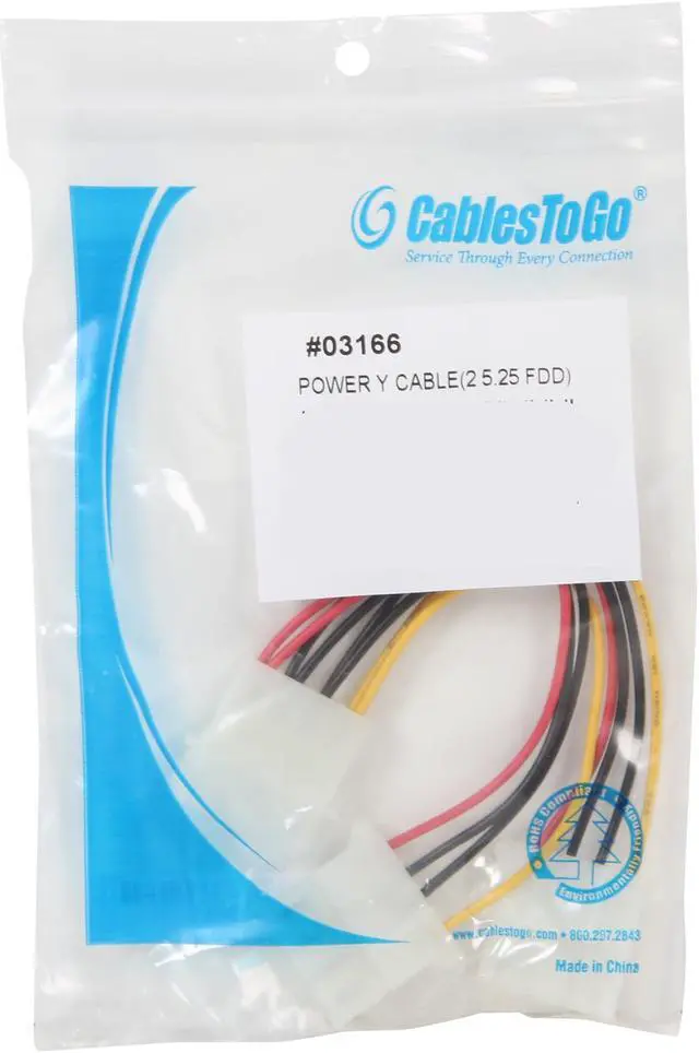 Alt view image 3 of 3 - C2G 03166 One 5.25 Inch to Two 5.25 Inch Internal Power Y-Cable, Multi-Color (6 Inch)