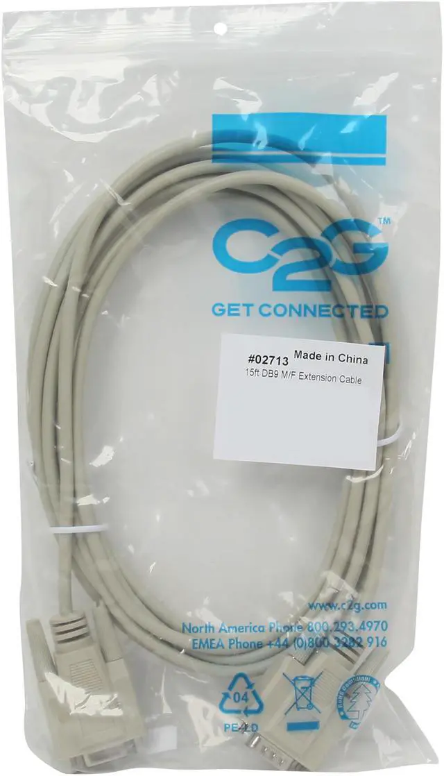 Alt view image 3 of 3 - C2G 02713 DB9 M/F Serial RS232 Extension Cable, Beige (15 Feet, 4.57 Meters)
