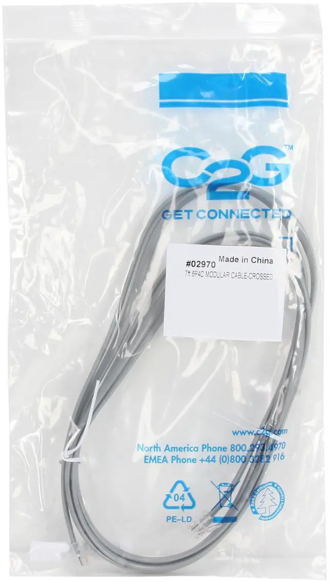 Alt view image 3 of 3 - C2G 02970 RJ11 Modular Telephone Cable, Silver (7 Feet, 2.13 Meters)