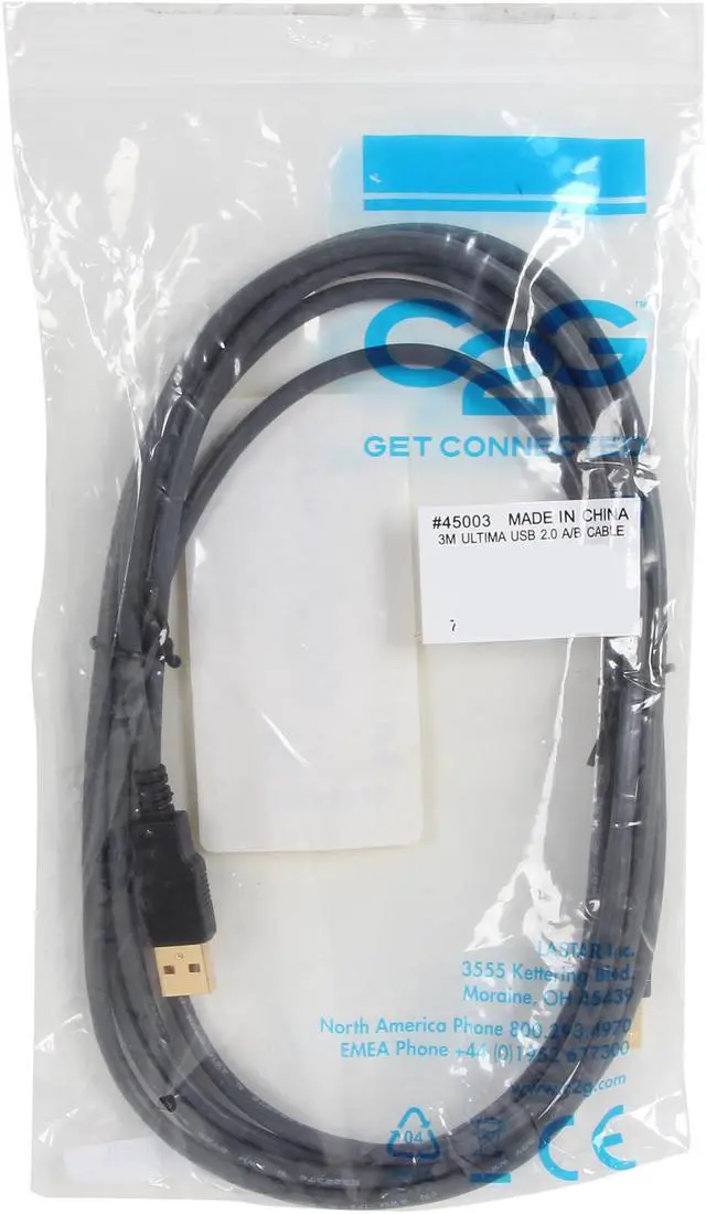 Alt view image 3 of 3 - C2G 45003 USB Cable - Ultima USB 2.0 A Male to B Male Cable for Printers, Scanners, Brother, Canon, Dell, Epson, HP and more, Black (9.8 Feet, 3 Meters)