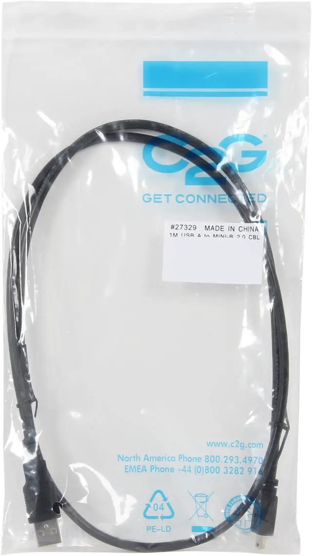 Alt view image 3 of 3 - C2G 27329 USB Cable - USB 2.0 A Male to Mini-B Male Cable for Cameras, Canon, Casio, Nikon, Toshiba, Panasonic, Black (3.3 Feet, 1 Meter)