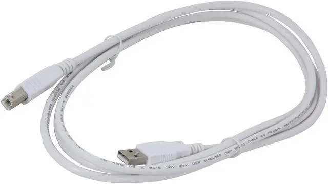 Alt view image 2 of 3 - C2G 13172 USB Cable - USB 2.0 A Male to B Male Cable for Printers, Scanners, Brother, Canon, Dell, Epson, HP and more, White (6.6 Feet, 2 Meters)
