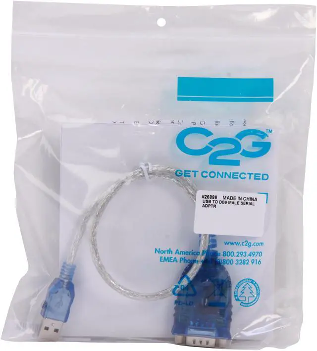 Alt view image 3 of 3 - C2G 26886 USB to DB9 Serial RS232 Adapter Cable, Blue (1.5 Feet, 0.45 Meters)