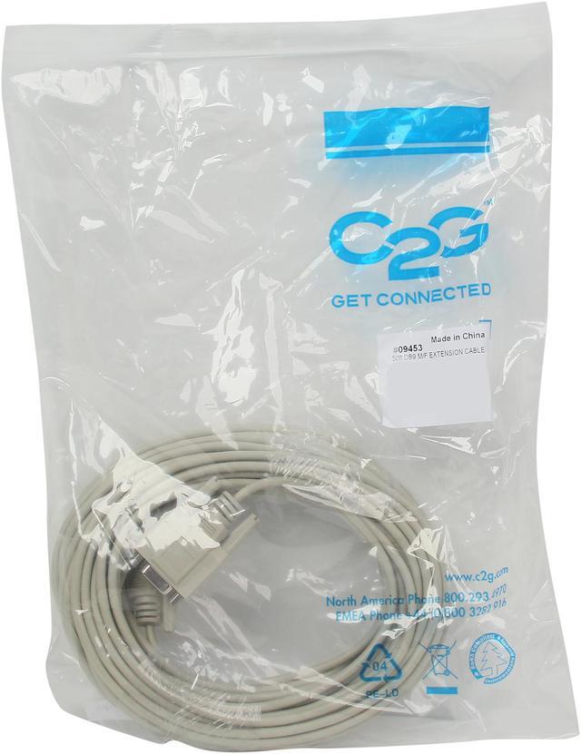 C2G 09453 DB9 M/F Serial RS232 Extension Cable, Beige (50 Feet