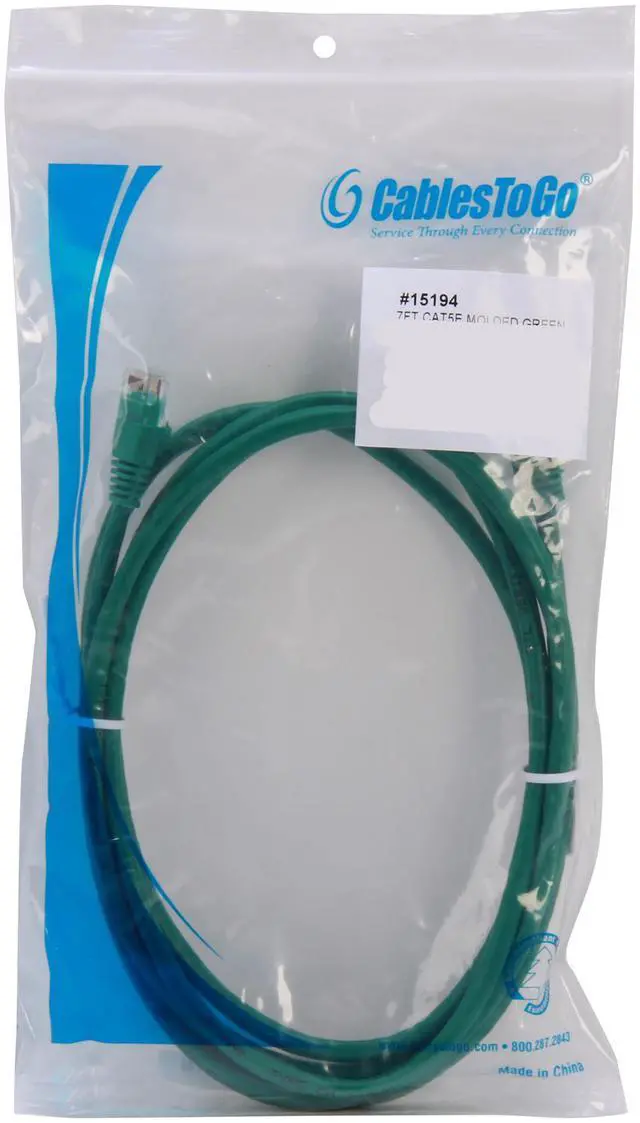 Alt view image 3 of 3 - C2G 15194 Cat5e Cable - Snagless Unshielded Ethernet Network Patch Cable, Green (7 Feet, 2.13 Meters)