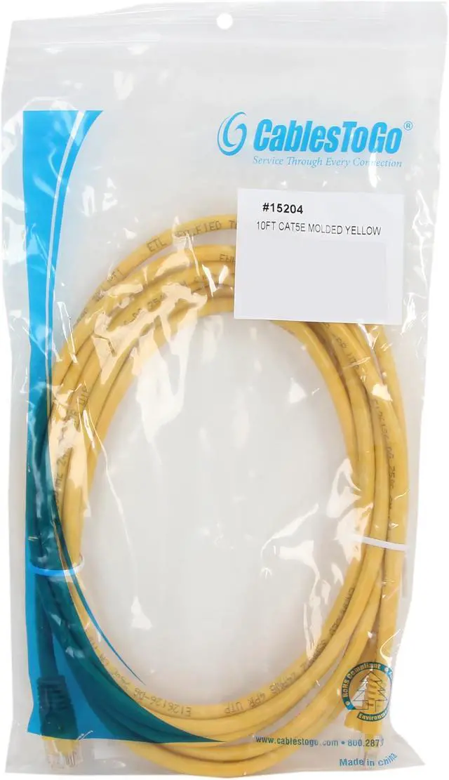 Alt view image 3 of 3 - C2G 15204 Cat5e Cable - Snagless Unshielded Ethernet Network Patch Cable, Yellow (10 Feet, 3.04 Meters)
