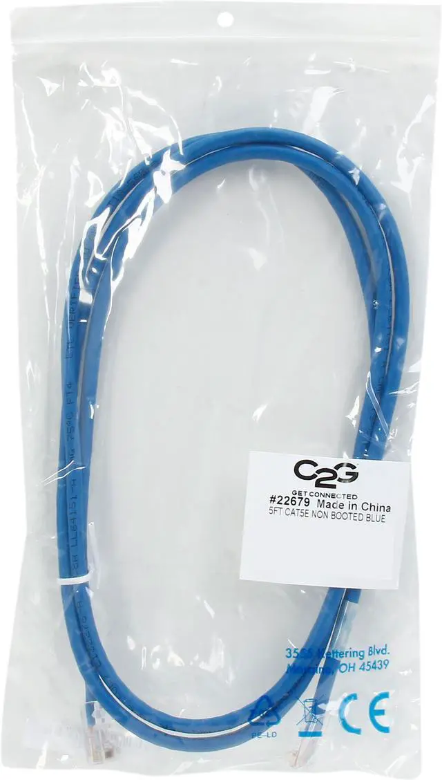 Alt view image 3 of 3 - C2G 22679 Cat5e Cable - Non-Booted Unshielded Ethernet Network Patch Cable, Blue (5 Feet, 1.52 Meters)