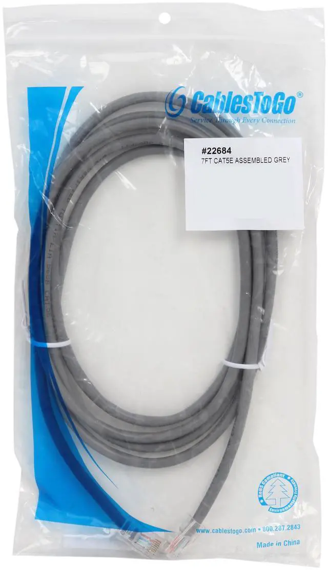 Alt view image 3 of 3 - C2G 22684 Cat5e Cable - Non-Booted Unshielded Ethernet Network Patch Cable, Gray (7 Feet, 2.13 Meters)