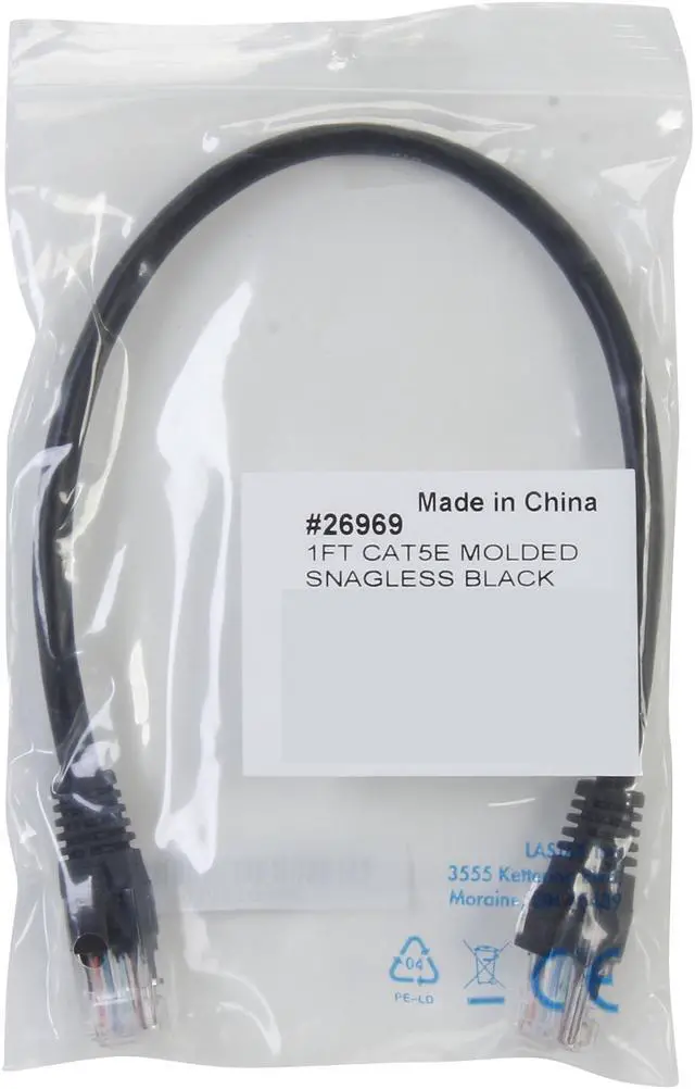 Alt view image 3 of 3 - C2G 26969 Cat5e Cable - Snagless Unshielded Ethernet Network Patch Cable, Black (1 Foot, 0.30 Meters)