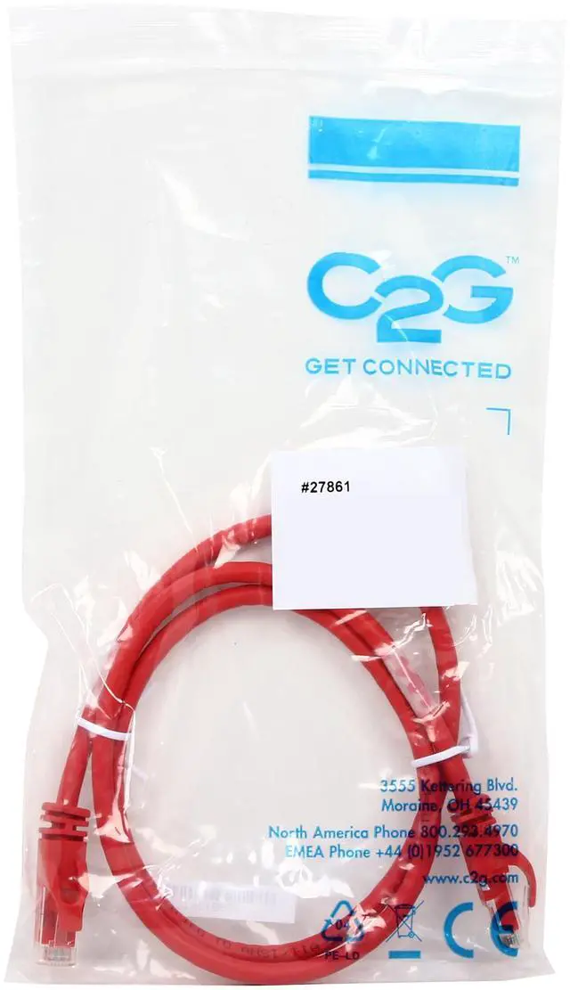Alt view image 3 of 3 - C2G 27861 Cat6 Crossover Cable - Snagless Unshielded Network Crossover Patch Cable, Red (3 Feet, 0.91 Meters)