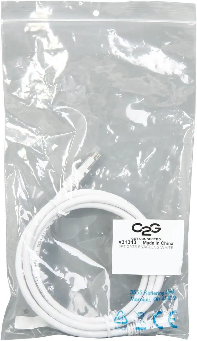 Alt view image 3 of 3 - C2G 31343 Cat6 Cable - Snagless Unshielded Ethernet Network Patch Cable, White (5 Feet, 1.52 Meters)
