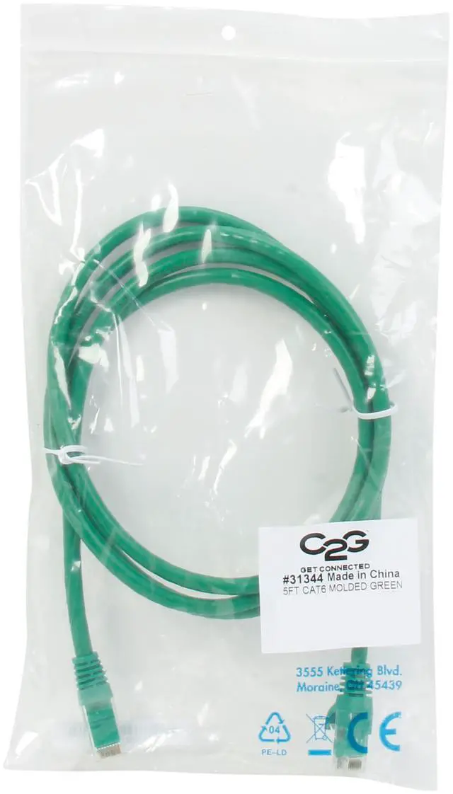 Alt view image 3 of 3 - C2G 31344 Cat6 Cable - Snagless Unshielded Ethernet Network Patch Cable, Green (5 Feet, 1.52 Meters)