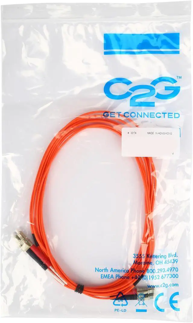 Alt view image 3 of 3 - C2G 33174 OM1 Fiber Optic Cable - LC-LC 62.5/125 Duplex Multimode PVC Fiber Cable, Orange (9.8 Feet, 3 Meters)