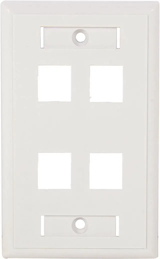 Main image of C2G 03413 Four Port Keystone Single Gang Wall Plate, White