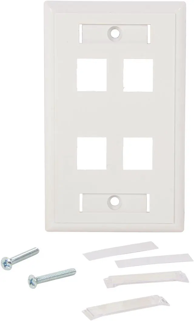 Alt view image 3 of 4 - C2G 03413 Four Port Keystone Single Gang Wall Plate, White