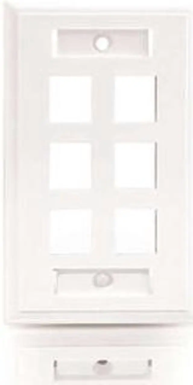 Main image of C2G 03414 Six Port Keystone Single Gang Wall Plate, White