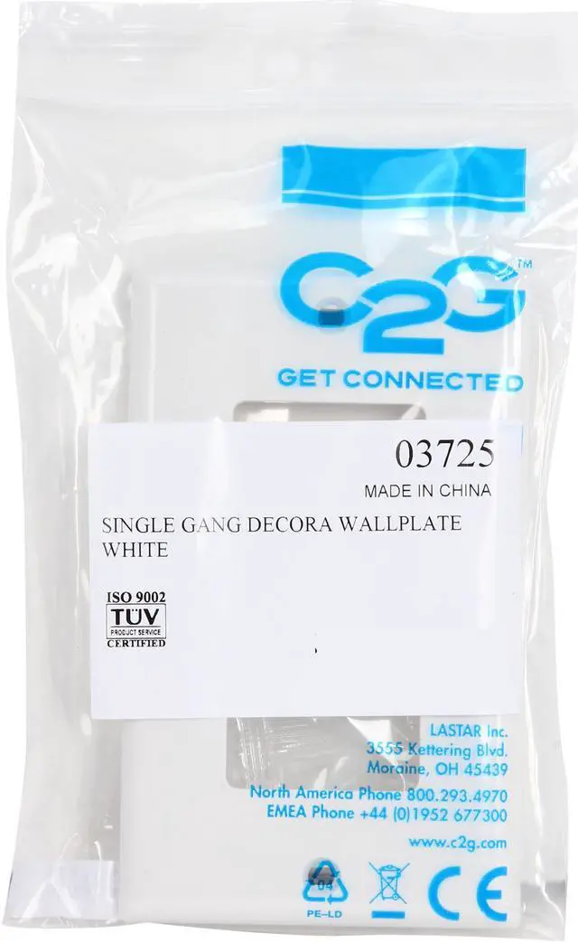 Main image of C2G 03725 Single Gang Wall Plate, Decorative One Cutout, White