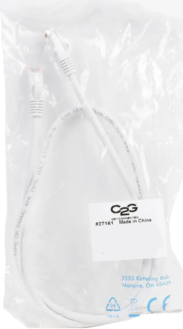 Alt view image 3 of 3 - C2G 27161 Cat6 Cable - Snagless Unshielded Ethernet Network Patch Cable, White (3 Feet, 0.91 Meters)