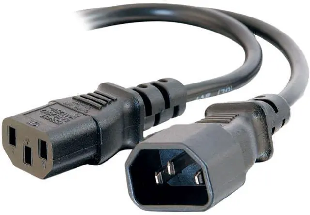 Alt view image 2 of 5 - C2G 30823 14 AWG 250 Volt Power Extension Cord - IEC320C14 (C14) to IEC320C13 (C13), TAA Compliant, Black (6 Feet, 1.82 Meters)