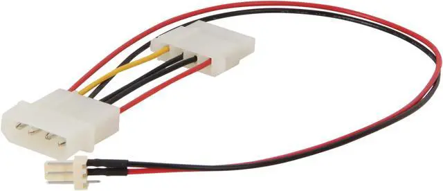 Alt view image 2 of 3 - C2G 27078 3-Pin Fan to 4-Pin Pass-Through Power Adapter Cable (6 Inch)